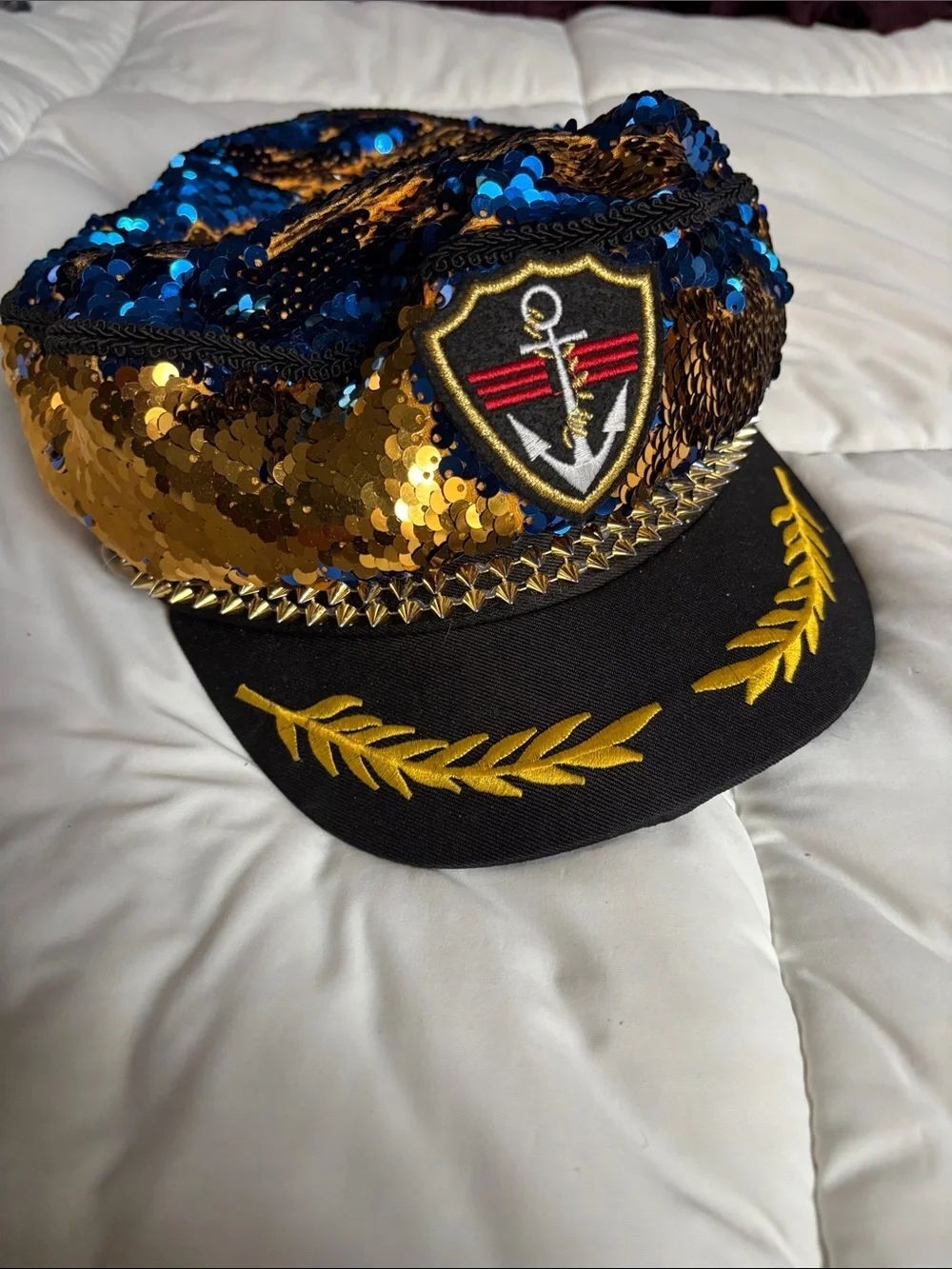 Gold Sequin Adjustable Snapback Hat - Unbranded